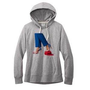 Kamala Harris With High Heels Stepping On Red Hat Women's Fleece Hoodie