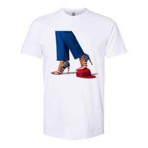 Kamala Harris With High Heels Stepping On Red Hat Softstyle CVC T-Shirt