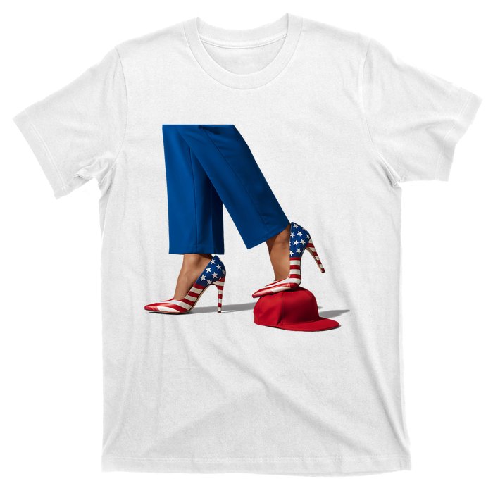 Kamala Harris With High Heels Stepping On Red Hat T-Shirt