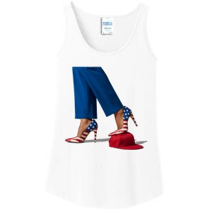 Kamala Harris With High Heels Stepping On Red Hat Ladies Essential Tank