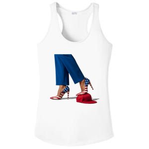 Kamala Harris With High Heels Stepping On Red Hat Ladies PosiCharge Competitor Racerback Tank