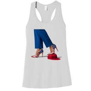 Kamala Harris With High Heels Stepping On Red Hat Women's Racerback Tank