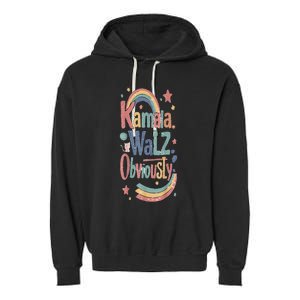 Kamala Harris Walz Obviously Rainbow Pride Garment-Dyed Fleece Hoodie