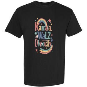 Kamala Harris Walz Obviously Rainbow Pride Garment-Dyed Heavyweight T-Shirt