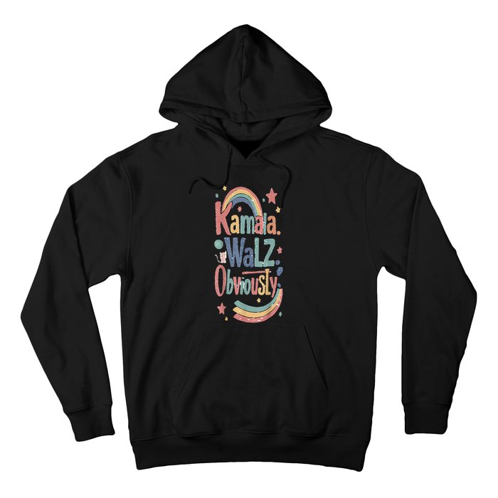 Kamala Harris Walz Obviously Rainbow Pride Hoodie