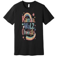 Kamala Harris Walz Obviously Rainbow Pride Premium T-Shirt