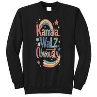 Kamala Harris Walz Obviously Rainbow Pride Tall Sweatshirt