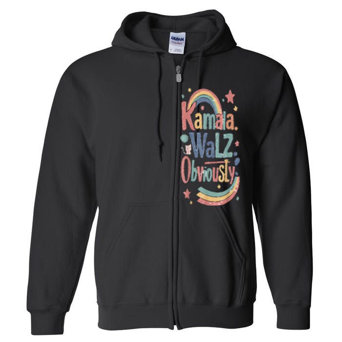 Kamala Harris Walz Obviously Rainbow Pride Full Zip Hoodie