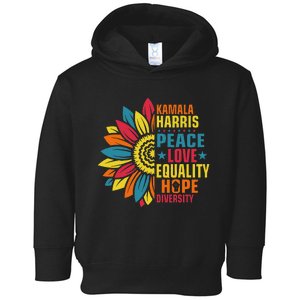 Kamala Harris Waltz Peace Love E Hope Diversity Toddler Hoodie