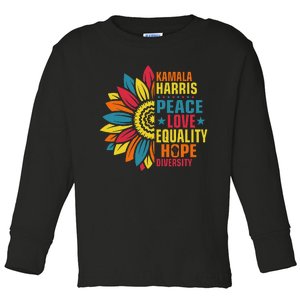 Kamala Harris Waltz Peace Love E Hope Diversity Toddler Long Sleeve Shirt