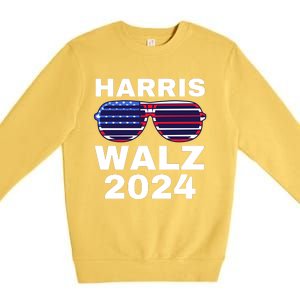 Kamala Harris Waltz American Flag Premium Crewneck Sweatshirt