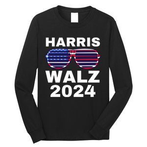 Kamala Harris Waltz American Flag Long Sleeve Shirt