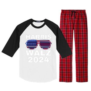 Kamala Harris Waltz American Flag Raglan Sleeve Pajama Set