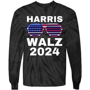 Kamala Harris Waltz American Flag Tie-Dye Long Sleeve Shirt