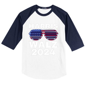 Kamala Harris Waltz American Flag Baseball Sleeve Shirt