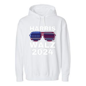 Kamala Harris Waltz American Flag Garment-Dyed Fleece Hoodie