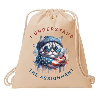 Kamala Harris Walz 2024 Cute Cat Drawstring Bag