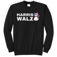 Kamala Harris Walz American Flag Cat Sweatshirt