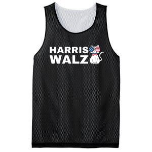 Kamala Harris Walz American Flag Cat Mesh Reversible Basketball Jersey Tank