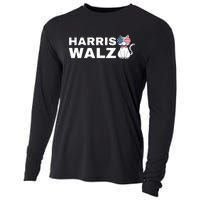 Kamala Harris Walz American Flag Cat Cooling Performance Long Sleeve Crew