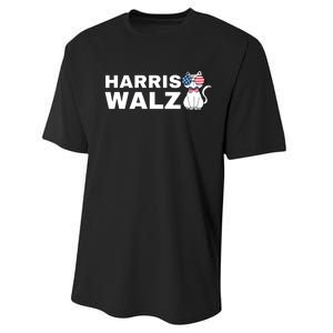 Kamala Harris Walz American Flag Cat Performance Sprint T-Shirt