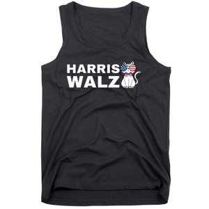 Kamala Harris Walz American Flag Cat Tank Top