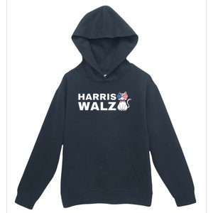 Kamala Harris Walz American Flag Cat Urban Pullover Hoodie