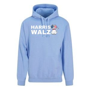 Kamala Harris Walz American Flag Cat Unisex Surf Hoodie