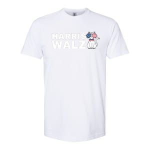 Kamala Harris Walz American Flag Cat Softstyle CVC T-Shirt