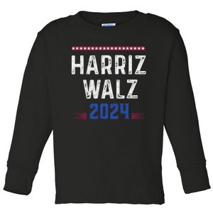 Kamala Harris Waltz 2024 Cool Patriotic Toddler Long Sleeve Shirt