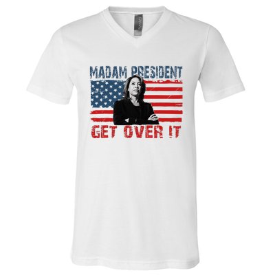 Kamala Harris Won The Elections 2024 Shirts Get Over It V-Neck T-Shirt