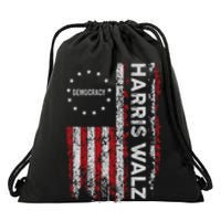 Kamala Harris Walz 2024 Harris Waltz Vp President 47th Flag Drawstring Bag