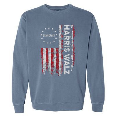 Kamala Harris Walz 2024 Harris Waltz Vp President 47th Flag Garment-Dyed Sweatshirt