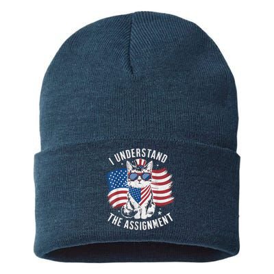 Kamala Harris Walz 2024 Cute Cat Sustainable Knit Beanie