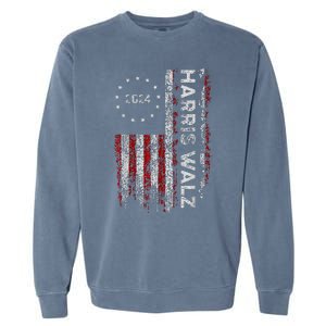 Kamala Harris Walz 2024 Harris Waltz Vp President 47th Flag Garment-Dyed Sweatshirt