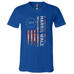 Kamala Harris Walz 2024 Harris Waltz Vp President 47th Flag V-Neck T-Shirt