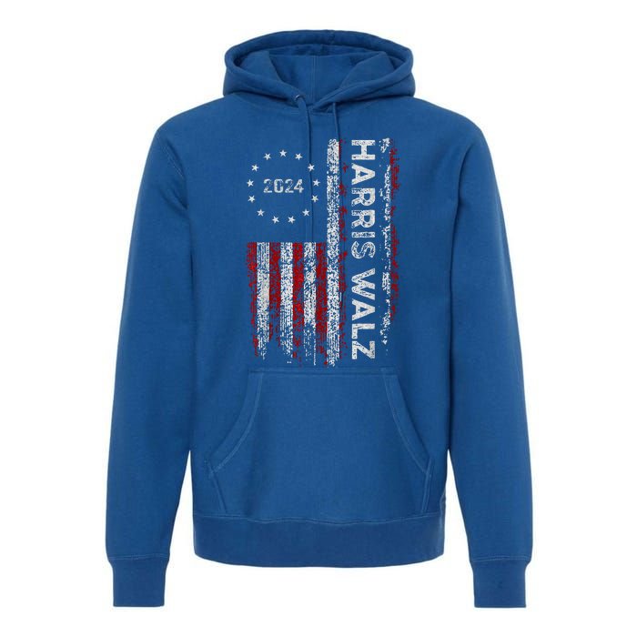 Kamala Harris Walz 2024 Harris Waltz Vp President 47th Flag Premium Hoodie