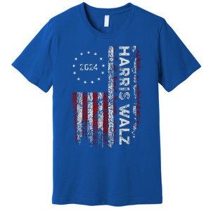 Kamala Harris Walz 2024 Harris Waltz Vp President 47th Flag Premium T-Shirt