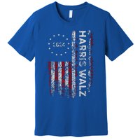 Kamala Harris Walz 2024 Harris Waltz Vp President 47th Flag Premium T-Shirt