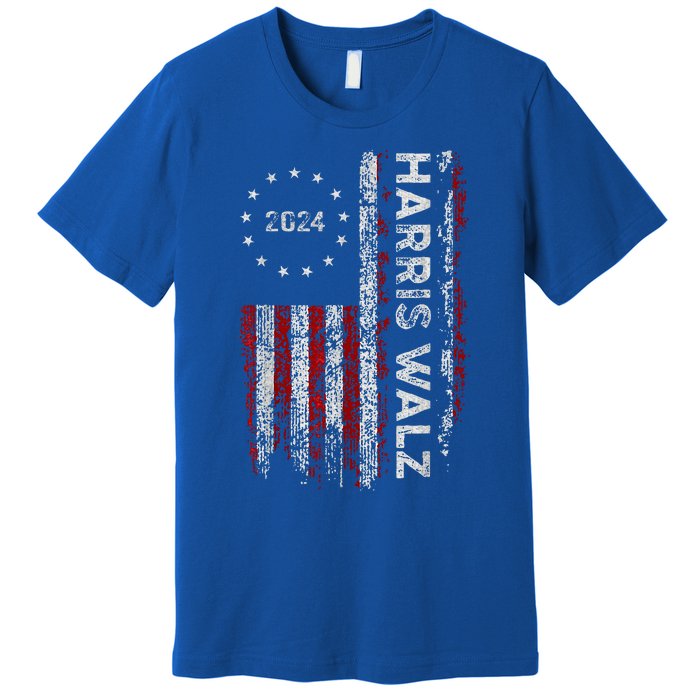 Kamala Harris Walz 2024 Harris Waltz Vp President 47th Flag Premium T-Shirt