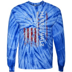 Kamala Harris Walz 2024 Harris Waltz Vp President 47th Flag Tie-Dye Long Sleeve Shirt