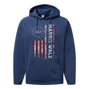 Kamala Harris Walz 2024 Harris Waltz Vp President 47th Flag Performance Fleece Hoodie