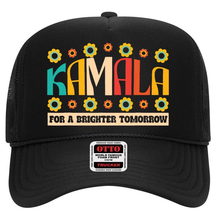 Kamala Harris Walz 2024 For President Election Campaign Boho High Crown Mesh Back Trucker Hat