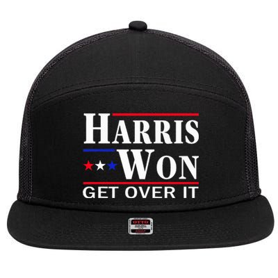 Kamala Harris Won Election 2024 Kamala Harris Won 7 Panel Mesh Trucker Snapback Hat