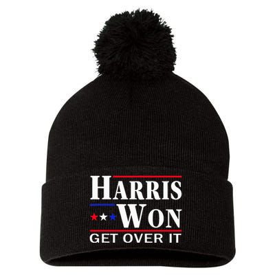 Kamala Harris Won Election 2024 Kamala Harris Won Pom Pom 12in Knit Beanie