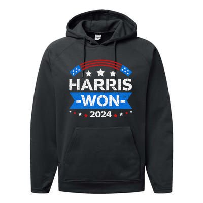 Kamala Harris Won 2024 Election Inauguration January 20 2025 Performance Fleece Hoodie