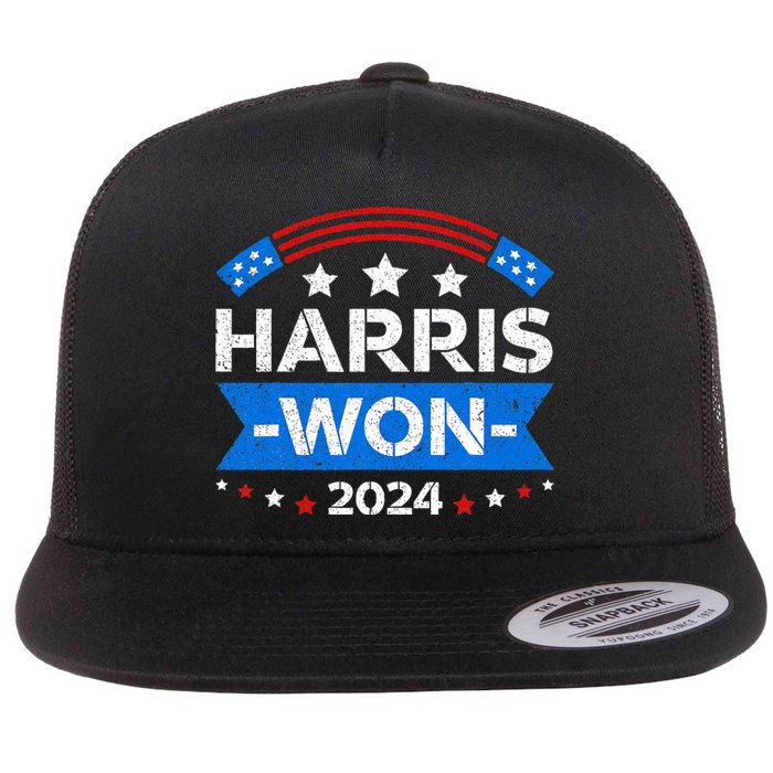 Kamala Harris Won 2024 Election Inauguration January 20 2025 Flat Bill Trucker Hat