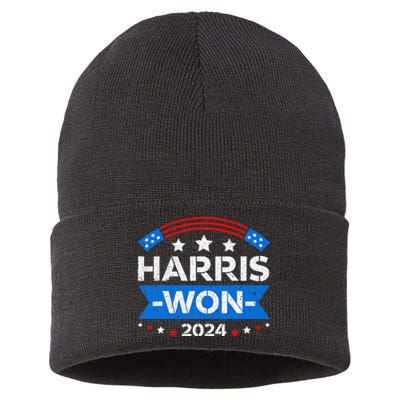 Kamala Harris Won 2024 Election Inauguration January 20 2025 Sustainable Knit Beanie