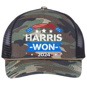 Kamala Harris Won 2024 Election Inauguration January 20 2025 Retro Rope Trucker Hat Cap