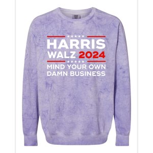 Kamala Harris Walz Waltz 2024 Mind Your Own Damn Business Gift Colorblast Crewneck Sweatshirt